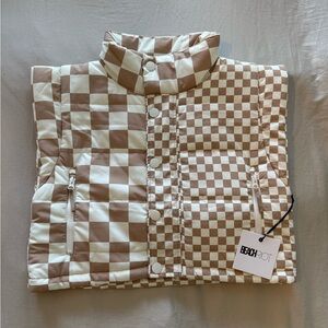 Beach Riot Tan and White Checkered Vest